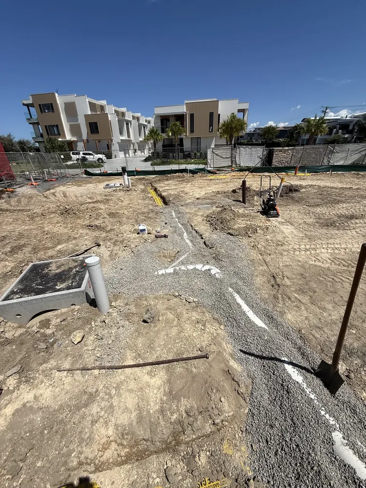 Backfilled service trenches on a Gold Coast subdivision