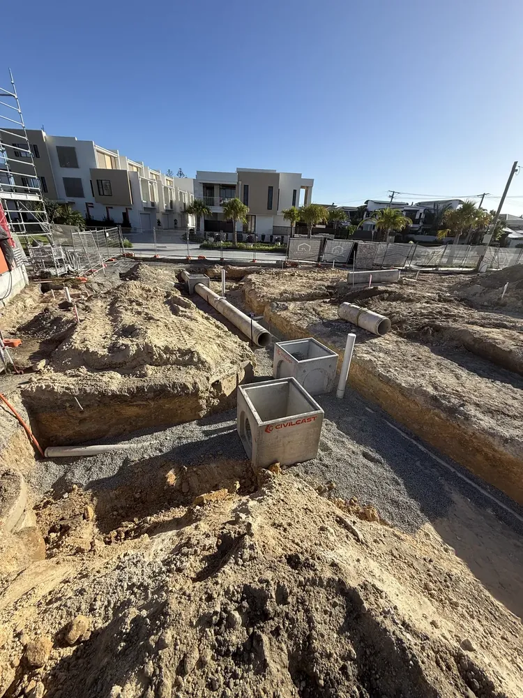 CIVILCAST drainage pits set in trench on a Gold Coast subdivision